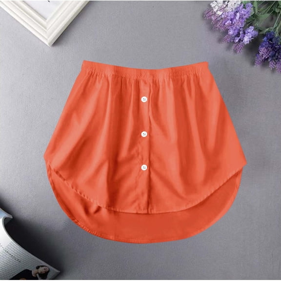 Luxalzxs Women's Mini Adjustable Shirt Extender Removable Layering Half Length Underskirt with Buttons, Plus Size Layering Fake Top Lower Sweep Skirt, Cotton A-Line Mini Skirt Underneath Fake Hemline