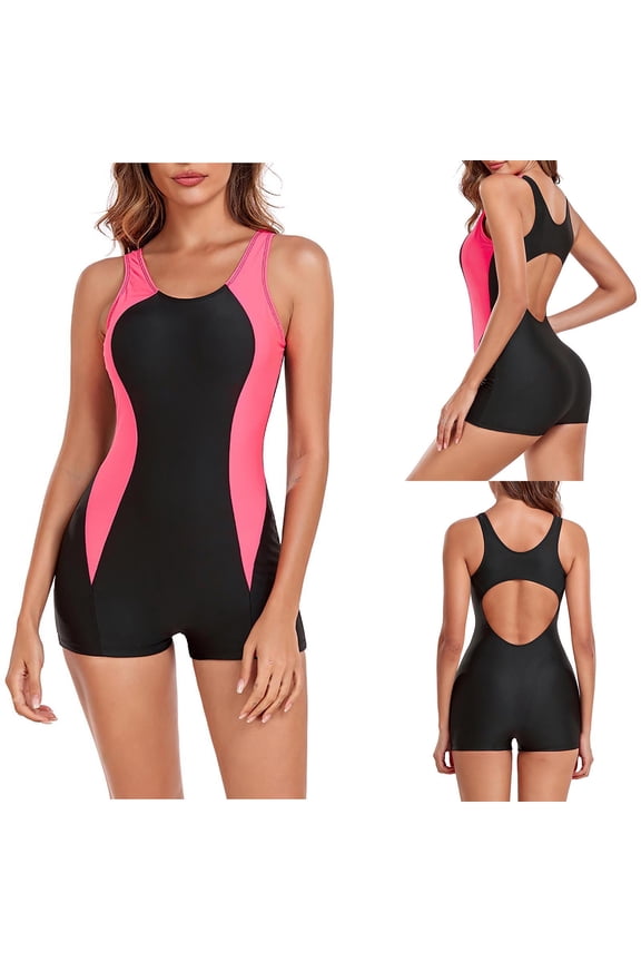 Luxalzxs Women's One Piece Athletic Swimsuit Training Exercise Slimming Bathing Suit Water Aerobic Competitive Swimwear