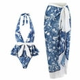 thumbnail image 1 of Luxalzxs Women's One Piece Swimsuit with Beach Cover up Wrap Skirt Sarong Retro Floral Print Bikini Set Two Piece Bathing Suits, 1 of 8