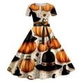 thumbnail image 1 of Luxalzxs Women's Orange Halloween Cocktail Dresses 50s 60s Vintage Swing Dresses Short Sleeve Retro A-Line Dress Wedding Evening Party Prom Dress, 1 of 2