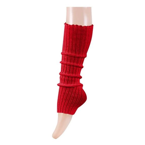 Luxalzxs Women's Pleated Solid Color Leg Warmers Medium Length Woolen Knitted Sock Sleeves