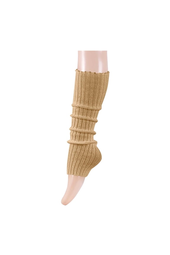Luxalzxs Women's Pleated Solid Color Leg Warmers Medium Length Woolen Knitted Sock Sleeves