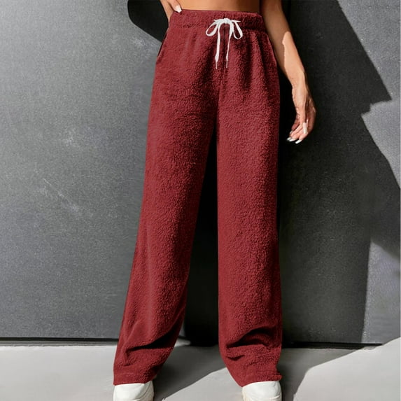Luxalzxs Women's Plush Pajama Pants, Soft Fluffy Fleece Warm Pjs Bottoms Sleepwear Winter Comfy Fuzzy Lounge Pants
