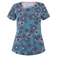 thumbnail image 1 of Luxalzxs Women's Short Sleeve Nurse Working Uniform Flower Print V-Neck Medical Scrub Tops Health Clinic Career Blouses, 1 of 3