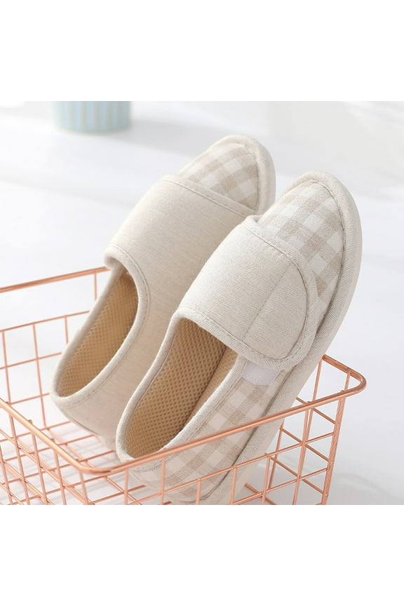 Luxalzxs Women's Slip on Slippers Shoes Comfy Adjustable Hook and Loop Memory Foam Indoor Closed-Back House Shoes for Diabetic Swollen Feet, Non-Slip Mother Shoes Casual Maternity Shoes Cloth Shoes