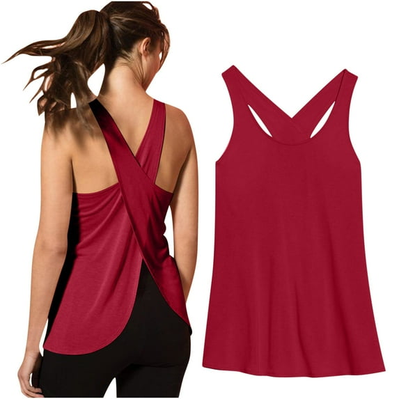 Luxalzxs Women's Summer Fashion Camisole Solid Color Sleeveless Crew Neck Casual Sports Fitness Yoga Wear Sports 2025