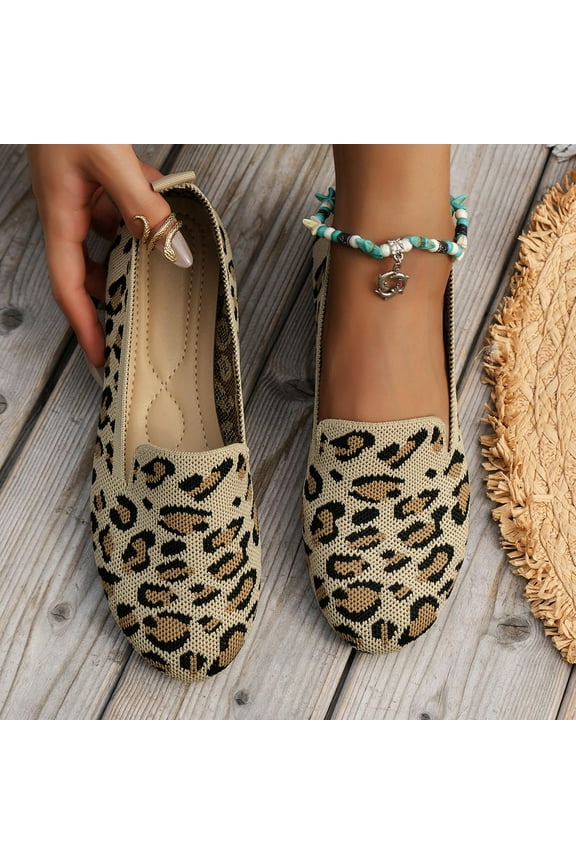 Women's Wide Width Flat Shoes, Fashion Comfortable Cute Round Toe Slip on Walking Loafer Shoes, Lightweight Cutout Breathable Knit Memory Foam Sneaker Ballet Flats Dress Shoes