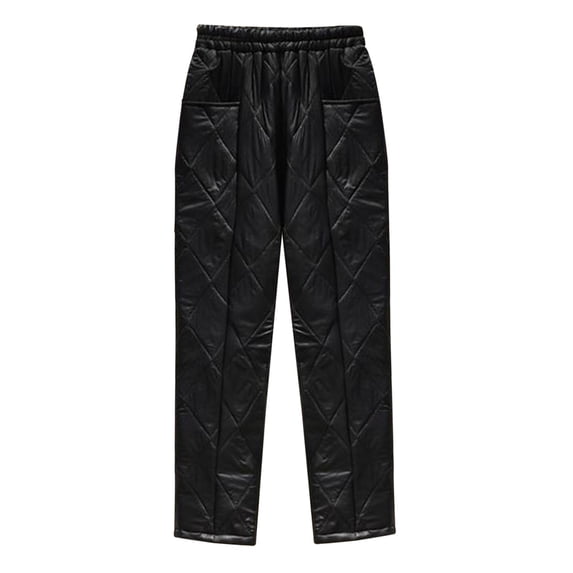 Luxalzxs Women's Winter Quilted Pants Down Cotton Pants Elastic Waist Oversized Trousers Loose Outdoor Padded Warm Casual Pants Ski Pants