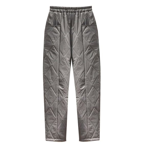 Luxalzxs Women's Winter Quilted Pants Down Cotton Pants Elastic Waist Oversized Trousers Loose Outdoor Padded Warm Casual Pants Ski Pants
