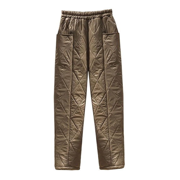 Luxalzxs Women's Winter Quilted Pants Down Cotton Pants Elastic Waist Oversized Trousers Loose Outdoor Padded Warm Casual Pants Ski Pants
