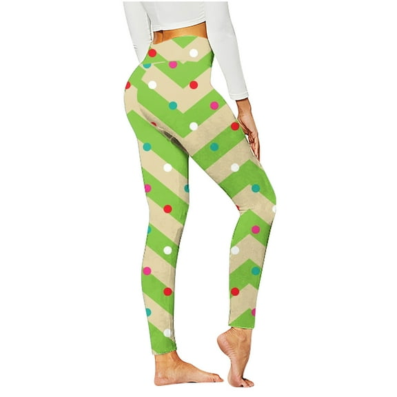 Luxalzxs Women's Yoga Leggings, Striped Printed High Waisted Workout Tummy Control Tights, Stretch Skinny Yoga Pants