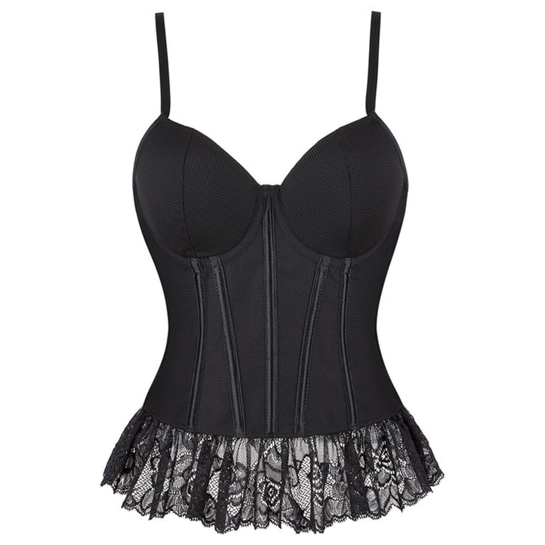 Luxalzxs Womens Black Corset Tank Top Adjustable Spaghetti Strap