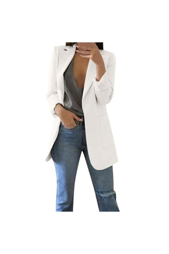 Luxalzxs Womens Blazers Dressy Casual Open Front Long Sleeve Cardigan Jackets Trendy Loose Solid Bussiness Work Office Oversized Blazer Jacket