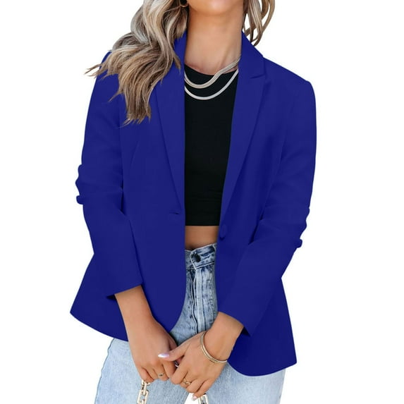 Luxalzxs Womens Blazers Dressy Casual Solid Color Lapel Collar Open Front Suit Jackets Regular Business Casual Blazers Work Office Blazer