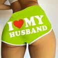 thumbnail image 1 of Luxalzxs Womens Booty Shorts Sexy Hot Pants I Love My Husband Letter Print Butt Lifting High Waist Workout Gym Active Yoga Shorts Biker Shorts, 1 of 5