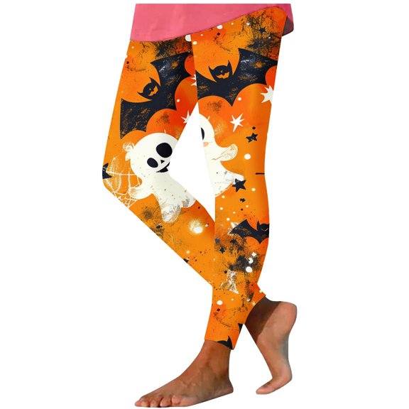 Luxalzxs Womens Casual Halloween Printing Stretch Yoga Leggings Fitness Running Gym Sports Full Length Active Pants Yoga Pants