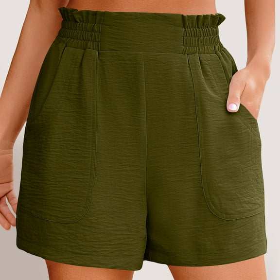 Luxalzxs Womens Casual High Waisted Shorts Wide Leg Elastic Waist Lounge Cute Beach Shorts 2025 Summer Vacation Outfits