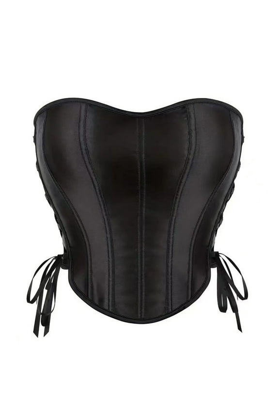 Luxalzxs Womens Corset Top Black Sexy Bustier Lace Up Y2K Top Strapless Waist Cincher Shapewear Lingerie Bodyshaper Crop Tops