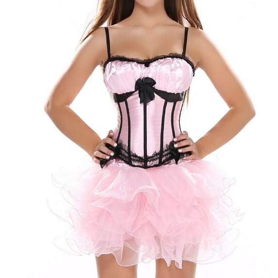 Luxalzxs Womens Corset Top with Straps Gothic Bustiers Tank Overbust Corset Cosplay Suit
