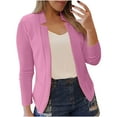 thumbnail image 1 of Luxalzxs Womens Cropped Blazer Suit Lightweight Long Sleeve Oversized Blazer Casual Open Front Business Blazer Notched Collar Slim Work Office Blazer, 1 of 5
