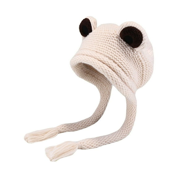 Luxalzxs Womens Cute Frog Hat Crochet Knitted Hat Big Eye Frog Knitted Winter Ear Protective Beanie Hats