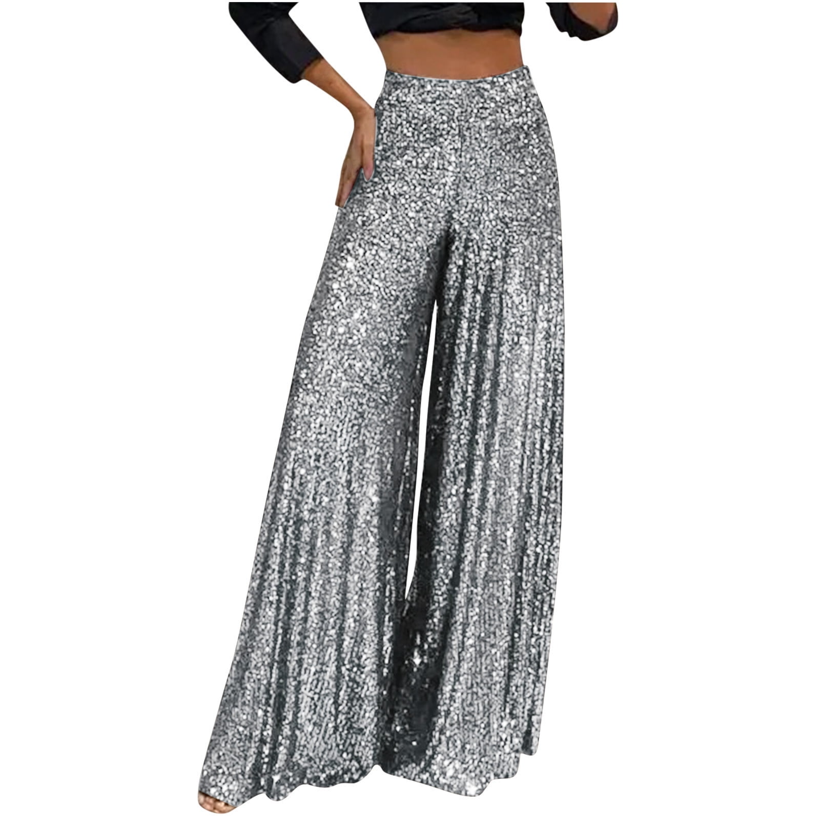 Sweet Elegant Lace Panel Wide Leg Trousers for Women