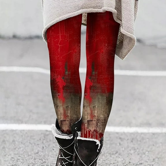 Luxalzxs Womens Halloween Leggings Winter Soft Comfy Halloween Print Skinny Leggings Brushed Ankle Length High Waist Warm Tight Pants