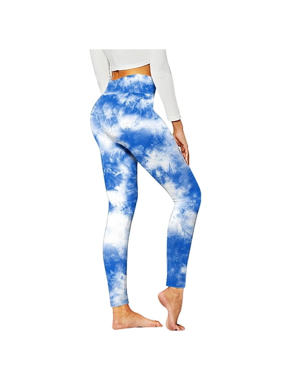 Luxalzxs Womens High Waisted Seamless Workout Leggings Butt Lifting Gym Yoga Pants Full Length Tie-Dye Tummy Control Tights