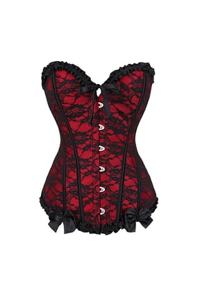 Luxalzxs Womens Lacing Corset Top Retro Court Boned Overbust Body Shaper Bustier Sexy Waist Push Up Shapewear Lingerie