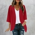 thumbnail image 1 of Luxalzxs Womens Lightweight Cardigan Summer Fall Casual Open Front Cardigans 3/4 Sleeve Eyelet Cardigan Soft Breathable Draped Cover Up, 1 of 5