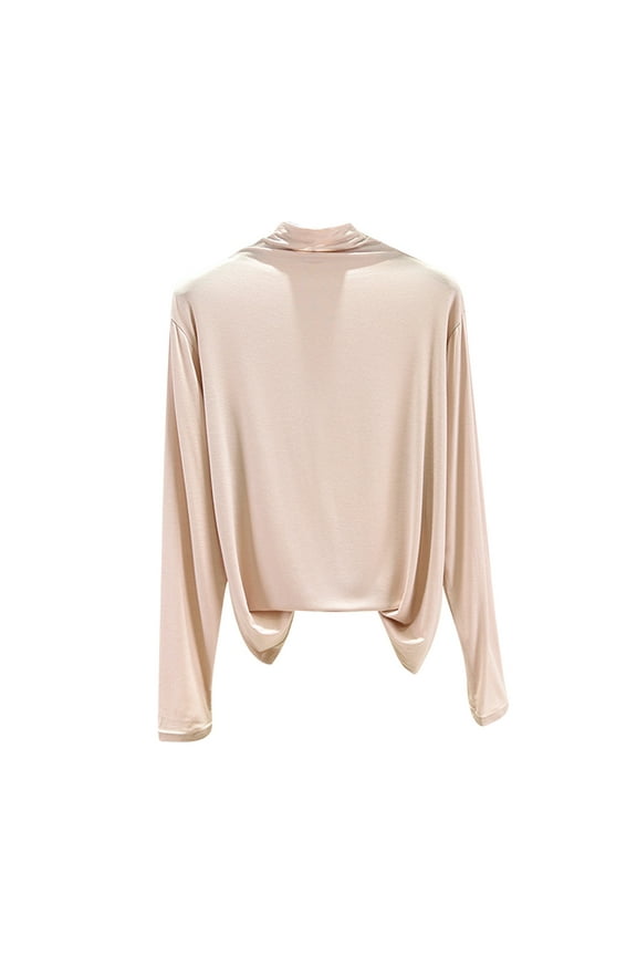 Luxalzxs Womens Long Sleeve Mock Turtleneck Tops Solid Color Basic Stretch Fitted Pullover Lightweight Thermal Shirts