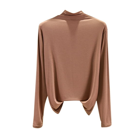 Luxalzxs Womens Long Sleeve Mock Turtleneck Tops Solid Color Basic Stretch Fitted Pullover Lightweight Thermal Shirts