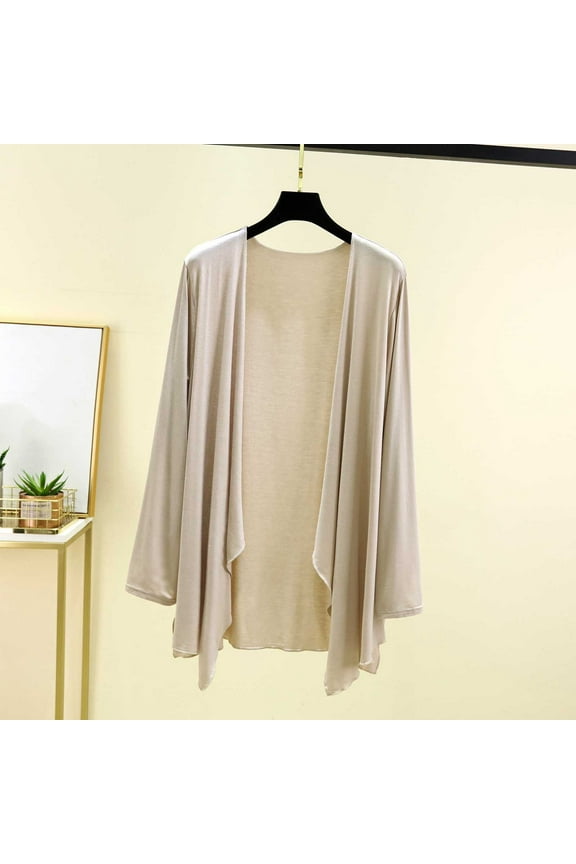 Luxalzxs Womens Long Sleeve Open Front Cardigan Casual Fashion Modal Lightweight Solid Color Sleepwear Pajamas Shawl Jacket Loungewear