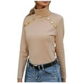 thumbnail image 1 of Luxalzxs Womens Long Sleeve Turtleneck Slim Fitted Lightweight Casual Active Layer Tops Shirts Knit Sweater, 1 of 5