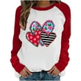 thumbnail image 1 of Luxalzxs Womens Love Heart Print Sweatshirt Casual Raglan Long Sleeve Crewneck Valentine's Day Graphic Colorblock Pullover Tops, 1 of 5