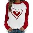 thumbnail image 1 of Luxalzxs Womens Love Heart Print Sweatshirt Casual Raglan Long Sleeve Crewneck Valentine's Day Graphic Colorblock Pullover Tops, 1 of 5