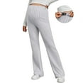 thumbnail image 1 of Luxalzxs Womens Maternity Casual Adjustable Elastic High Waist Solid Color Stretchy Ribbed Knit Pants Straight Leg Palazzo Trousers Pregnancy Lounge Pant, 1 of 7