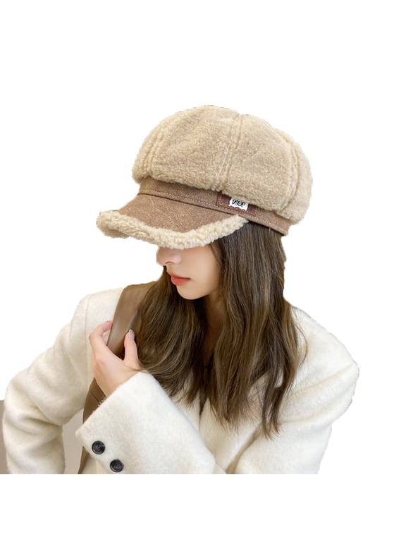 Luxalzxs Womens Merino Fashion Newsboy Hats French Lamb Wool Visor Beret Cabbie Cap