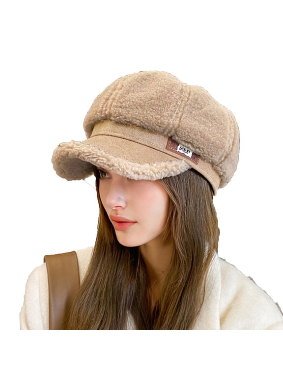 Luxalzxs Womens Merino Fashion Newsboy Hats French Lamb Wool Visor Beret Cabbie Cap