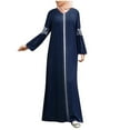 thumbnail image 1 of Luxalzxs Womens Muslim Long Dress Floral Printed Vintage Kaftan Islamic Maxi Dresses, 1 of 5