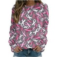 thumbnail image 1 of Luxalzxs Womens Pink Ribbon Breast Cancer Awareness Sweatshirt Fall Winter Long Sleeve Round Neck Loose Pullover Tops Breast Cancer Survivor Sweatshirts, 1 of 5