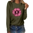 thumbnail image 1 of Luxalzxs Womens Pink Ribbon Sunflower Graphic Shirts Fighting Breast Cancer Long Sleeve T-Shirt Casual Round Neck Loose Tops, 1 of 3