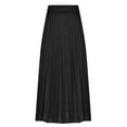 thumbnail image 1 of Luxalzxs Womens Pleated Skirt Plus Size Elastic High Waist Casual Versatile Long Skirt Summer Solid Color A-Line Satin Skirt Work Business Office Swing Skirt, 1 of 6