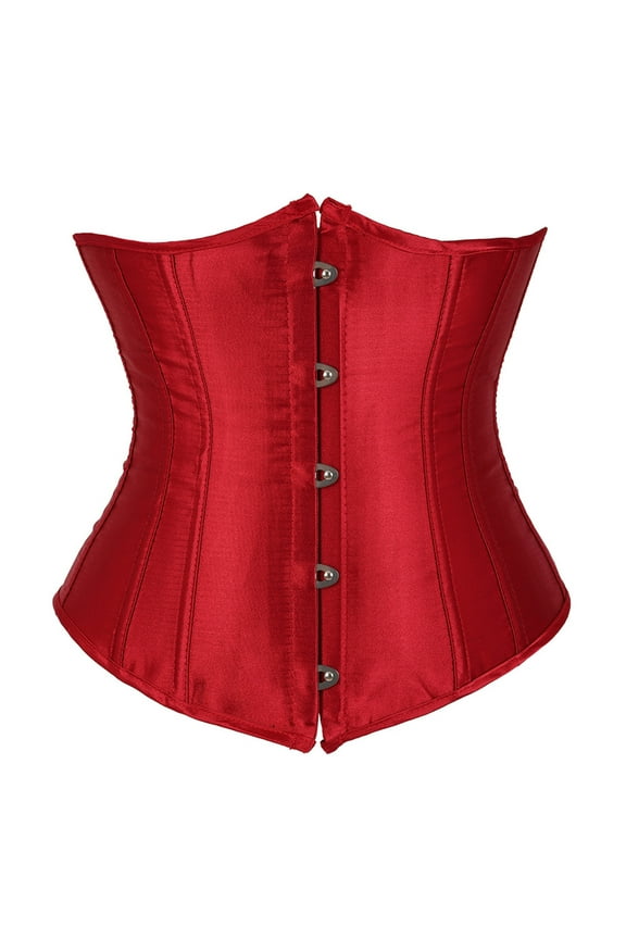 Luxalzxs Womens Satin Underbust Corset Bustier Waist Training Cincher Plus Size Strong Boned Corsets Bride Corset for Wedding Dress