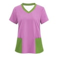 thumbnail image 1 of Luxalzxs Womens Scrub Tops Fashion Color Blocking Medical Work Uniform T-Shirt V-Neck Short Sleeve Nurse Tops Tunic Blouse with Pockets, 1 of 3
