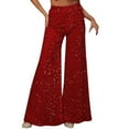 thumbnail image 1 of Luxalzxs Womens Sequin Pants Sparkly Glitter High Waisted Wide Leg Flare Trousers Bell Bottom Pants Night Out Clubwear, 1 of 5