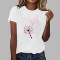 thumbnail image 1 of Luxalzxs Womens Short Sleeve T Shirts Casual Loose Pink Ribbon Graphic Print Round Neck Shirt Tops Fashion Breast Cancer Awareness Inspirational Tops, 1 of 4