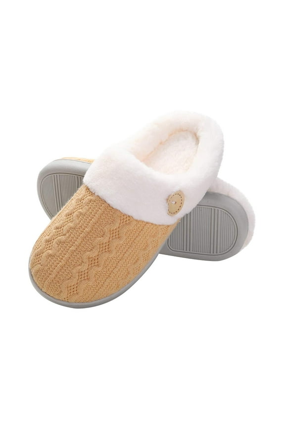 Luxalzxs Womens Slip on Fuzzy House Slippers Memory Foam Slippers Scuff Outdoor Indoor Warm Plush Bedroom Shoes with Faux Fur Lining