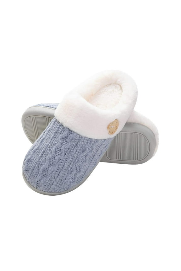 Luxalzxs Womens Slip on Fuzzy House Slippers Memory Foam Slippers Scuff Outdoor Indoor Warm Plush Bedroom Shoes with Faux Fur Lining