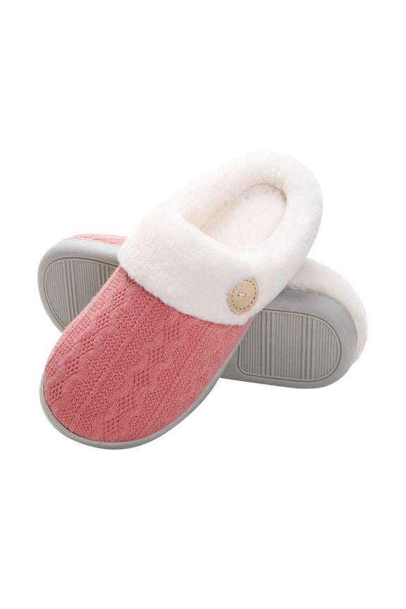 Luxalzxs Womens Slip on Fuzzy House Slippers Memory Foam Slippers Scuff Outdoor Indoor Warm Plush Bedroom Shoes with Faux Fur Lining